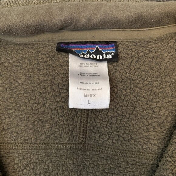 Patagonia Mens Better Sweater 1/4 Zip Fleece Jacket Green Size Large w Hole - Picture 6 of 15